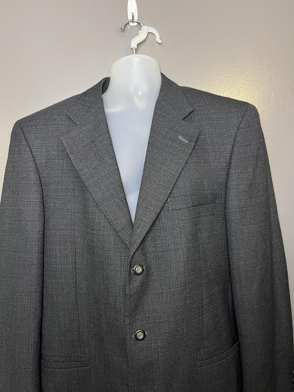 Jeffrey Banks Blazer Mens Large 43 Gray Wool Check Tweed Sport Coat 3 Button